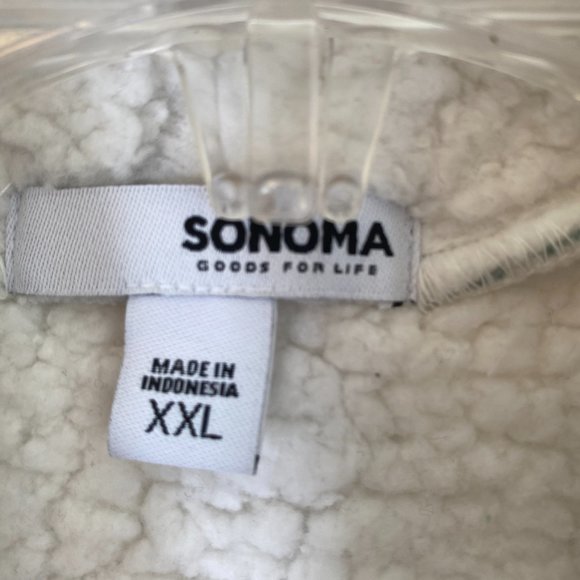 SOLD SONOMA Green & Cream Aztec Print Sherpa Lined Cardigan Jacket NWOT - Picture 3 of 16